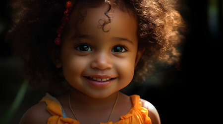 Portrait of a cute african american little girl smiling.の素材