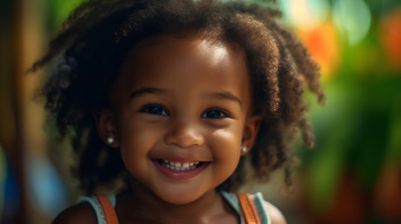 Portrait of a cute little african american girl smiling.の素材
