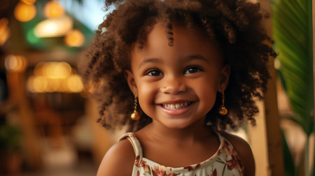 Portrait of a cute little african american girl smiling.の素材