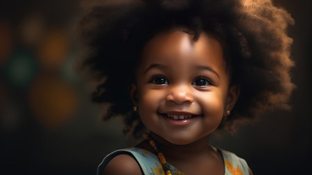 Portrait of a cute african american little girl smiling.の素材