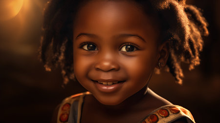 Portrait of a beautiful little african american girl smiling at cameraの素材