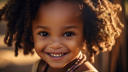 Portrait of a cute little african american girl smiling.の素材