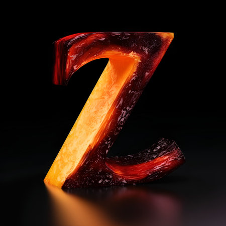 Fluid letter Z uppercase. 3D rendering isolated on black backgroundの素材