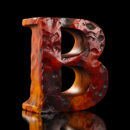 Wooden uppercase letter B on black background. 3d renderingの素材