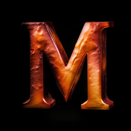 Red letter M uppercase isolated on black background. 3d renderingの素材