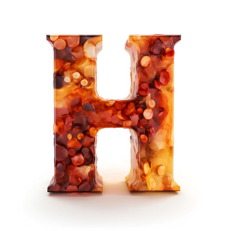Alphabet letter H filled with chocolate candy. 3D Renderingの素材