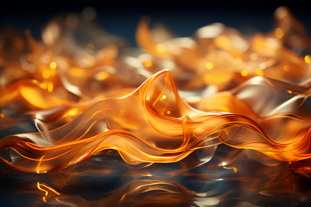 Abstract background with golden waves. 3d rendering, 3d illustration.の素材