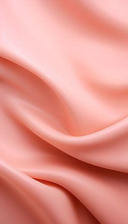 Closeup of rippled pink satin fabric cloth texture backgroundの素材