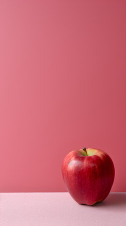 Red apple on pink background with copy space. Minimal concept.の素材