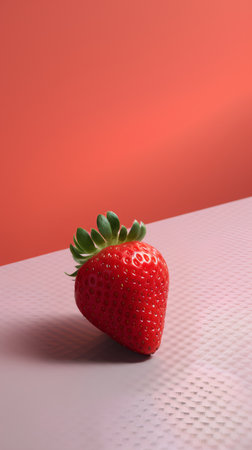 Strawberry on a pink background. Minimal style. Copy space.の素材