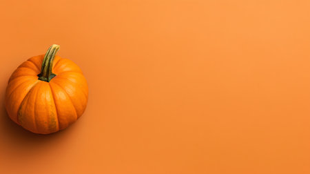 Pumpkin on orange background with copy space. Autumn concept.の素材