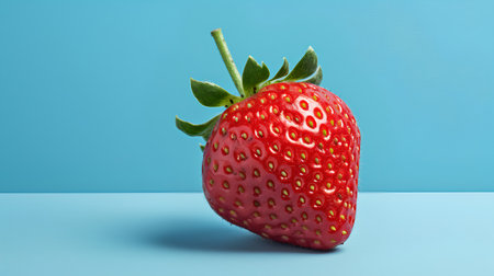 Strawberry on blue background. Minimal style. 3d renderの素材