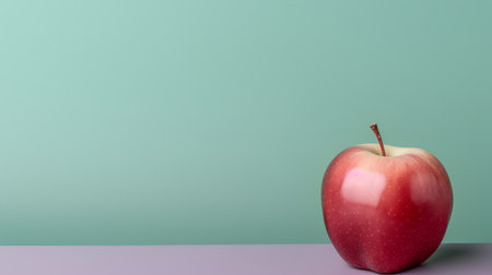 Red apple on a pastel green background. Minimal concept.の素材