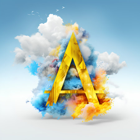 Letter A in the form of an explosion. 3D illustration.の素材