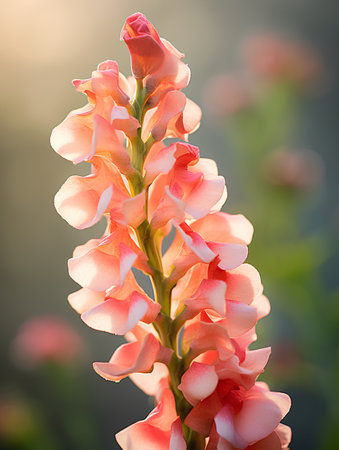 Close up of colorful garden snapdragon flower (Antirrhinum majus)の素材
