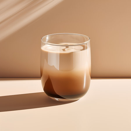 Coffee in a glass on a beige background. 3d renderingの素材
