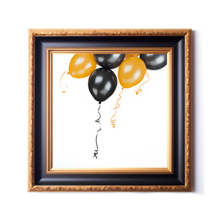Frame with balloons isolated on white background. 3d rendering, 3d illustration.の素材