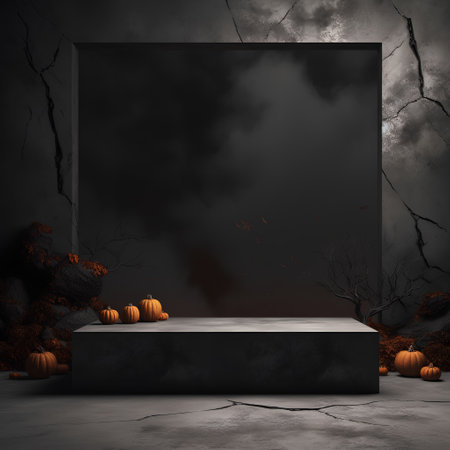 Halloween background with black frame, 3d render, mock upの素材