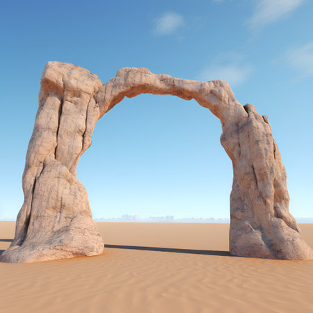 Arches in the desert. 3D render of a desert arch.の素材