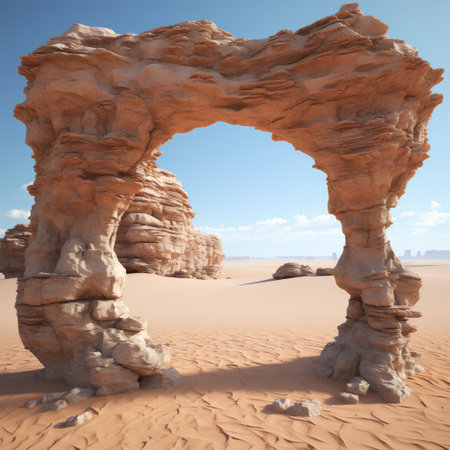 Sandstone arch in the Sahara desert, Morocco. 3d renderの素材