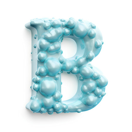 Alphabet letter B filled with blue bubbles. 3D Renderingの素材