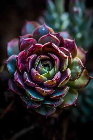 Succulent plant close up. Echeveria cactusの素材