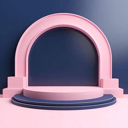 Abstract minimal scene with geometrical forms. Award ceremony concept. 3d renderの素材