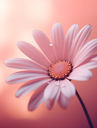beautiful daisy flower on a pink background with bokehの素材
