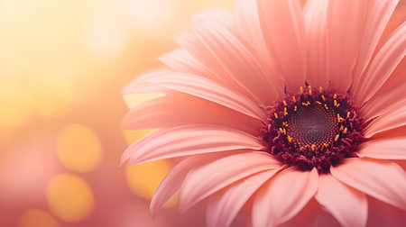 Beautiful pink gerbera daisy flower on the blurred backgroundの素材