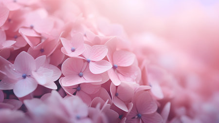 Pink hydrangea flowers in soft color and blur style for backgroundの素材