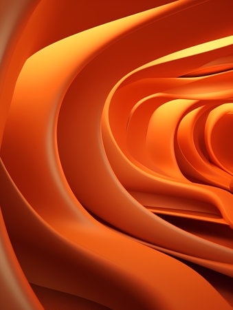 Abstract orange background with smooth wavy lines. 3d render illustrationの素材