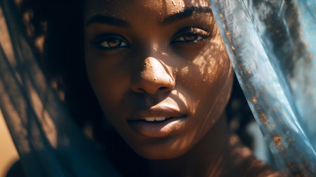 Close up portrait of a beautiful african american woman. Beauty, fashion.の素材