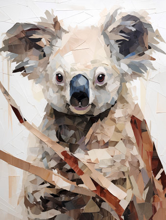 Portrait of a koala in low poly style. Vector illustration.の素材