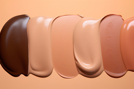 3d render of cosmetic cream or foundation stroke isolated on orange backgroundの素材