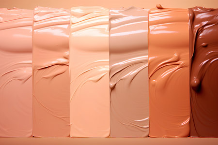 3d rendering of pink and brown paint splashes isolated on white backgroundの素材