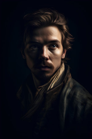 Portrait of a handsome young man in a coat. Men's beauty, fashion.の素材