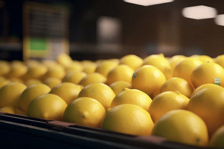 Lemons on a shelf in a supermarket. Selective focus.の素材