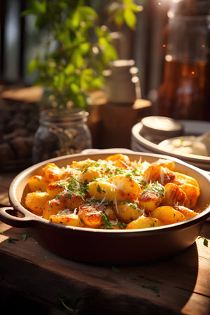 Potato gnocchi baked with parmesan cheese and herbsの素材