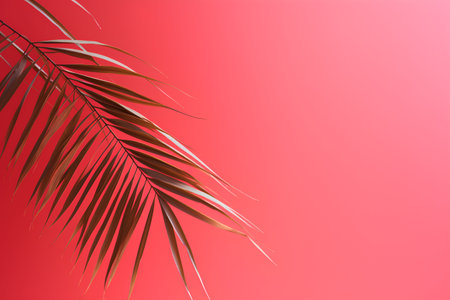 Tropical palm leaf on red background. Vector illustration. EPS10の素材