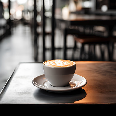 Coffee cup on table in coffee shop - vintage effect style picturesの素材
