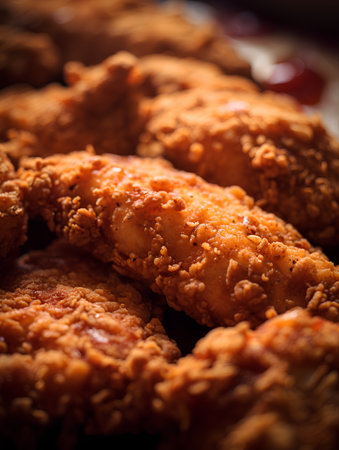 Crispy fried chicken nuggets. Selective focus. Toned.の素材