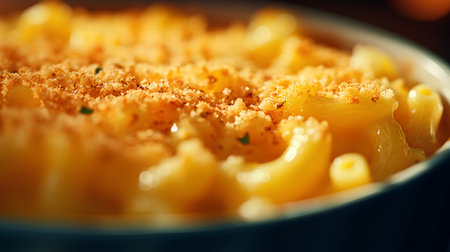 Macaroni and cheese in a bowl. Close up. Macro.の素材