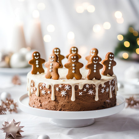 Christmas gingerbread cookies on a white plate. Selective focus.の素材