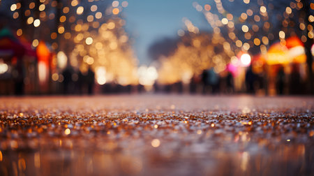 Bokeh of Christmas lights on the streets of the city.の素材