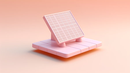 Solar panel icon isolated on orange background. 3d isometric vector illustration.の素材