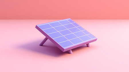 3d render of solar panel on stand isolated on pink background.の素材