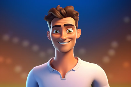 Young man with happy expression on his face. 3D illustration.の素材