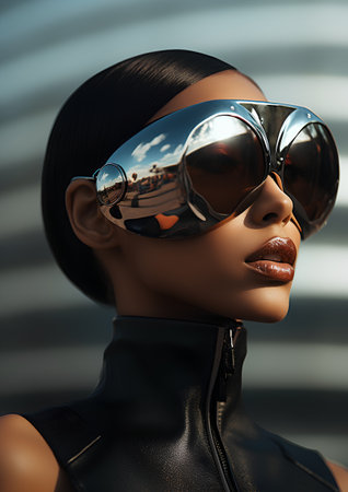 Fashionable african american woman in sunglasses. 3d renderingの素材