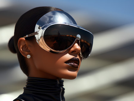 Fashionable african american woman in sunglasses. 3d renderingの素材