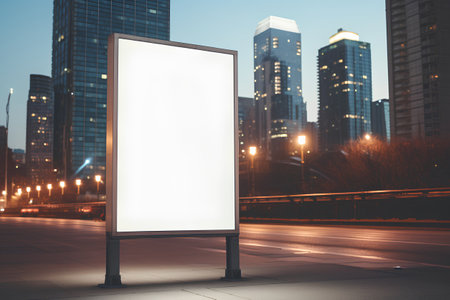 Blank street billboard at night. Mock up, 3D Renderingの素材